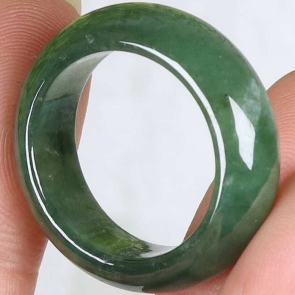Cert'd Dark green 100% Natural A Jade jadeite 17 mm Ring - Picture 5 of 9